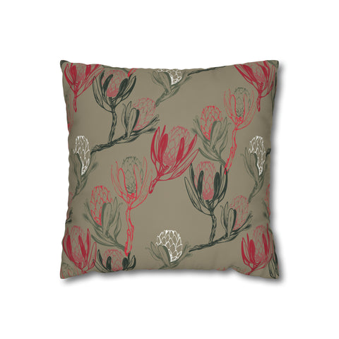 South African Protea Spun Polyester Pillowcase- Shipped from UK/USA/AUS