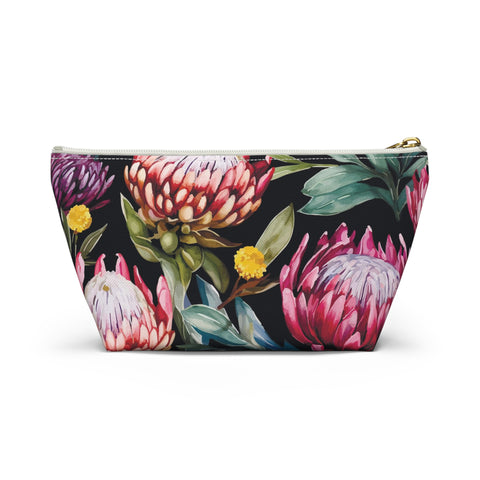 South African Protea Make up bag, Pencil Case Accessory Pouch w T-bottom