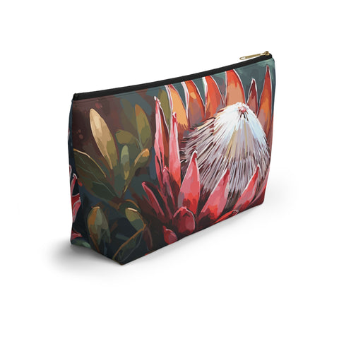 South African Protea Make up bag, Pencil Case Accessory Pouch w T-bottom