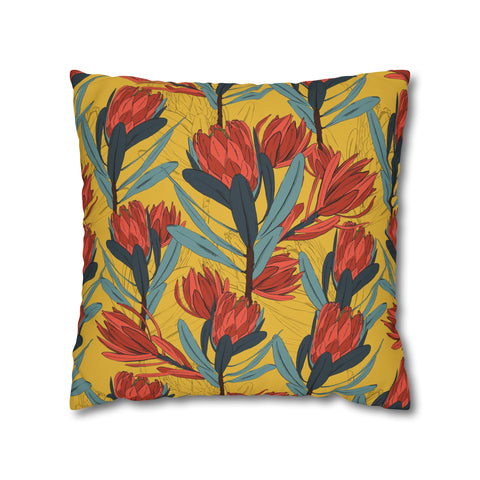 South African Protea Spun Polyester Pillowcase - Shipped from UK/USA/AUS