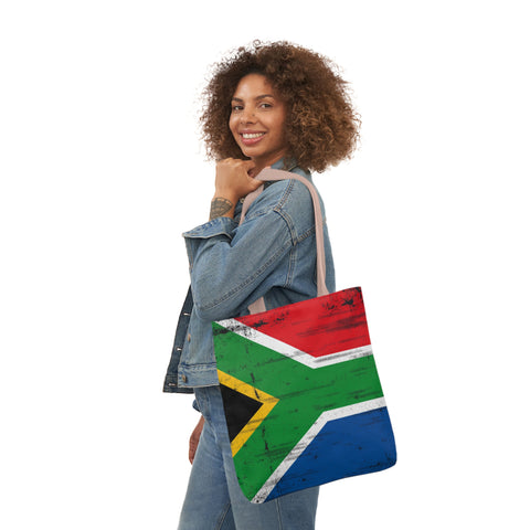 South African Flag Polyester Canvas Tote Bag