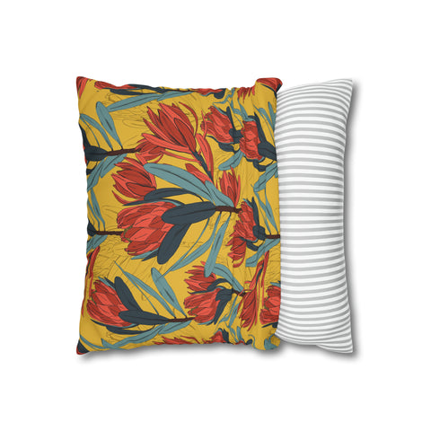 South African Protea Spun Polyester Pillowcase - Shipped from UK/USA/AUS