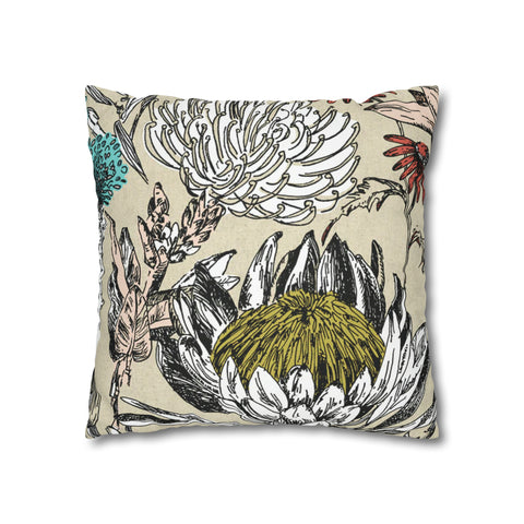 South African Protea Spun Polyester Pillowcase - Shipped from UK/USA/AUS