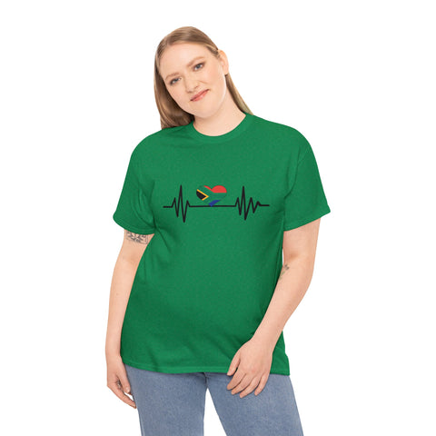 South African Flag Heartbeat t-shirt Unisex Heavy Cotton Tee