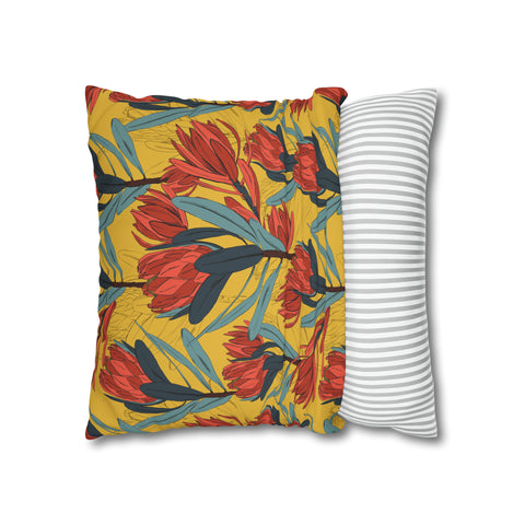 South African Protea Spun Polyester Pillowcase - Shipped from UK/USA/AUS