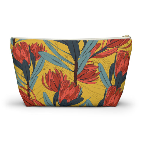 South African Protea Make up bag, Pencil Case Accessory Pouch w T-bottom