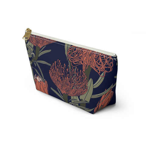 South African Protea Make up bag, Pencil Case Accessory Pouch w T-bottom