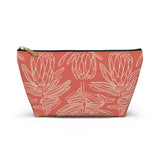 South African Protea Make up bag, Pencil Case Accessory Pouch w T-bottom