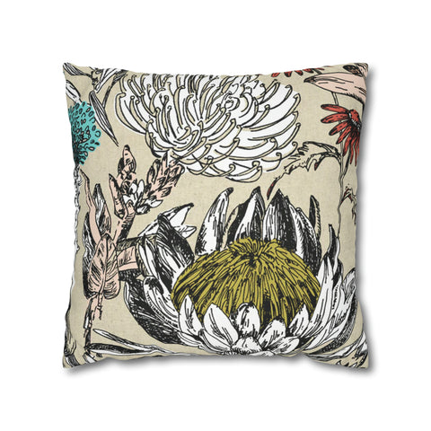 South African Protea Spun Polyester Pillowcase - Shipped from UK/USA/AUS