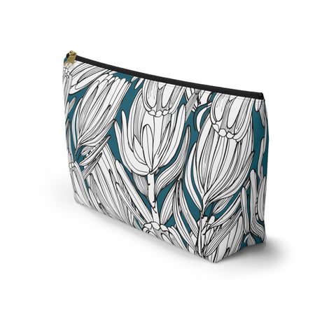 South African Protea Make up bag, Pencil Case Accessory Pouch w T-bottom