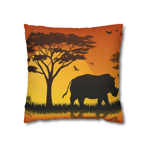 African sunset - Rhino Pillowcase Cover only - no filling is included