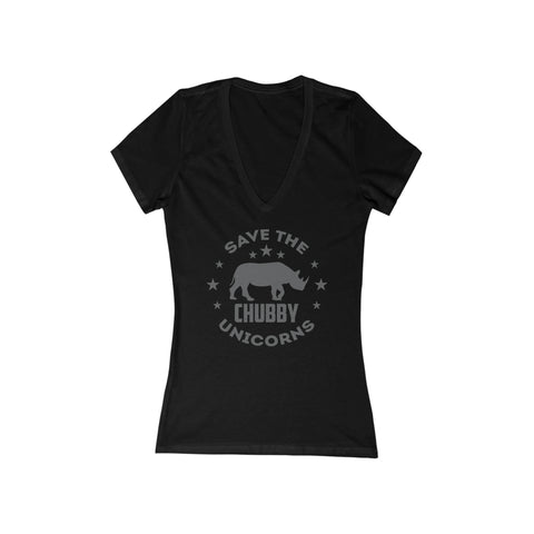 Save The Chubby Rhino Women's Short Sleeve Deep V-Neck T-shirt tee