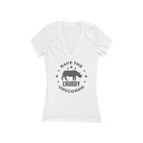 Save The Chubby Rhino Women's Short Sleeve Deep V-Neck T-shirt tee