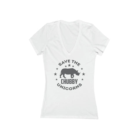 Save The Chubby Rhino Women's Short Sleeve Deep V-Neck T-shirt tee