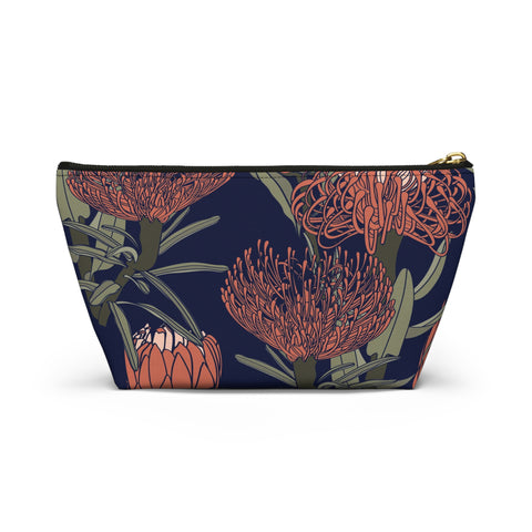 South African Protea Make up bag, Pencil Case Accessory Pouch w T-bottom