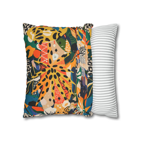 African abstract people and animal print Pillowcase Cover only - no filling is included