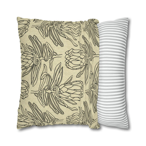 South African Protea Spun Polyester Pillowcase- Shipped from UK/USA/AUS