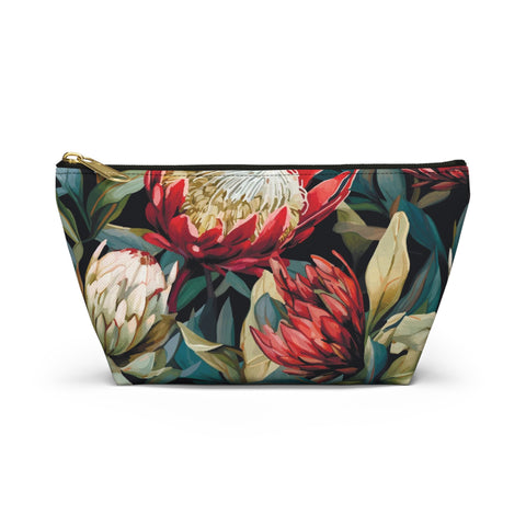 South African Protea Make up bag, Pencil Case Accessory Pouch w T-bottom