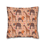 African pattern with animals. Ethical minimalist shapes. Pillowcase Cover only - no filling is included