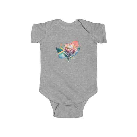 South African Map with Flag and Protea Baby Unisex Infant Fine Jersey Bodysuit - Shipped from the UK