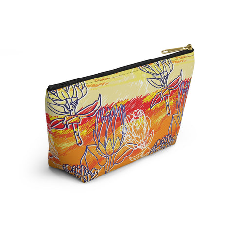 South African Protea Make up bag, Pencil Case Accessory Pouch w T-bottom