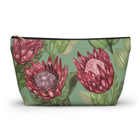 South African Protea Make up bag, Pencil Case Accessory Pouch w T-bottom