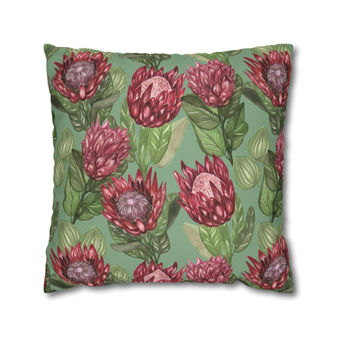 South African Protea Spun Polyester Pillowcase - Shipped from UK/USA/AUS