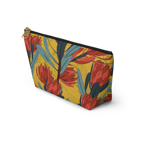 South African Protea Make up bag, Pencil Case Accessory Pouch w T-bottom