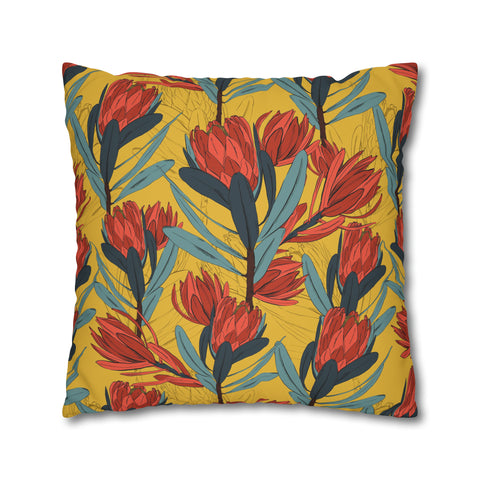 South African Protea Spun Polyester Pillowcase - Shipped from UK/USA/AUS