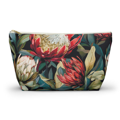 South African Protea Make up bag, Pencil Case Accessory Pouch w T-bottom