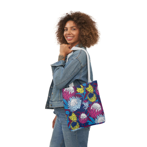 South African Protea Polyester Canvas Tote Bag