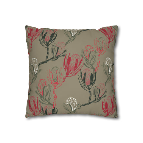 South African Protea Spun Polyester Pillowcase- Shipped from UK/USA/AUS