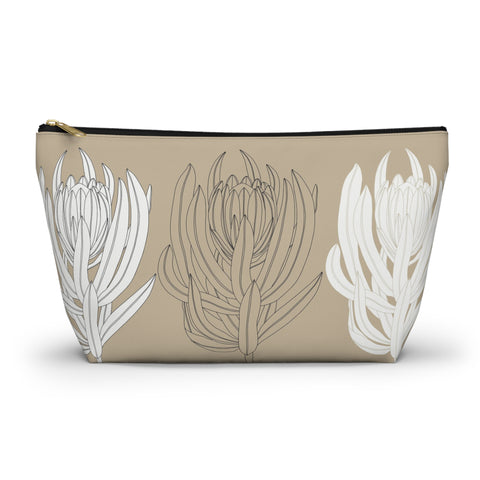 South African Protea Make up bag, Pencil Case Accessory Pouch w T-bottom