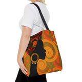 African Lady browns and orange retro South African Tote Bag African Print Protea