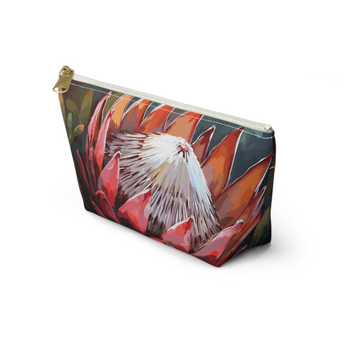 South African Protea Make up bag, Pencil Case Accessory Pouch w T-bottom