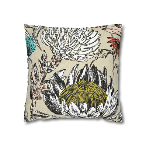 South African Protea Spun Polyester Pillowcase - Shipped from UK/USA/AUS