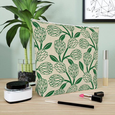 South African Protea Cotton Cosmetic Bag