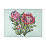 Glass Cutting Board South African Protea