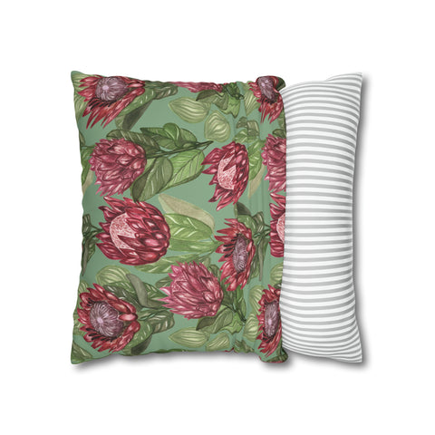 South African Protea Spun Polyester Pillowcase - Shipped from UK/USA/AUS