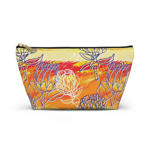 South African Protea Make up bag, Pencil Case Accessory Pouch w T-bottom