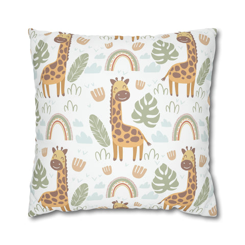 Kids nursery African Giraffe and Rainbows Pillowcase Cover only - no filling is included