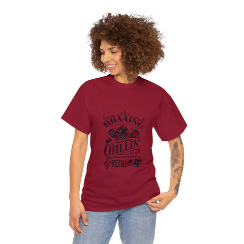 South African Braaing Chilling Relaxing Shirt,  Afrikaans / Braai Unisex Heavy Cotton Tee