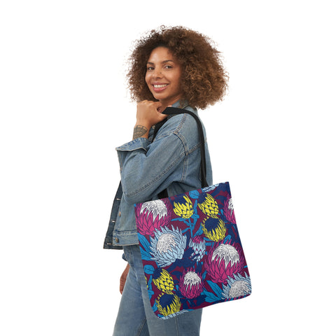 South African Protea Polyester Canvas Tote Bag