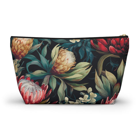 South African Protea Make up bag, Pencil Case Accessory Pouch w T-bottom