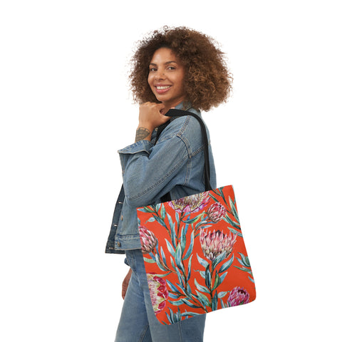 South African Protea Polyester Canvas Tote Bag