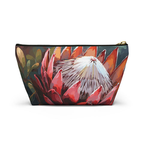 South African Protea Make up bag, Pencil Case Accessory Pouch w T-bottom