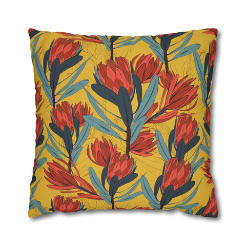 South African Protea Spun Polyester Pillowcase - Shipped from UK/USA/AUS