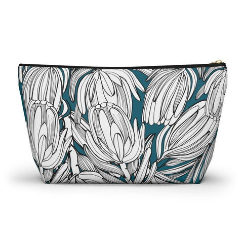 South African Protea Make up bag, Pencil Case Accessory Pouch w T-bottom