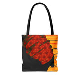 African Lady browns and orange retro South African Tote Bag African Print Protea