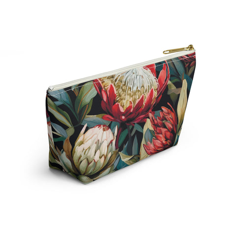 South African Protea Make up bag, Pencil Case Accessory Pouch w T-bottom